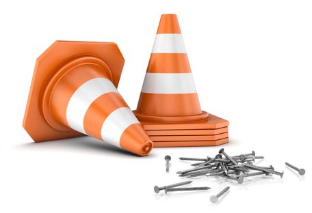 Traffic cone and nails